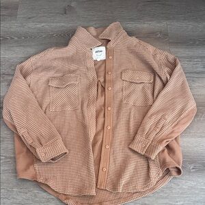 Aerie Brown Checkered Women's Button Down Shirt
